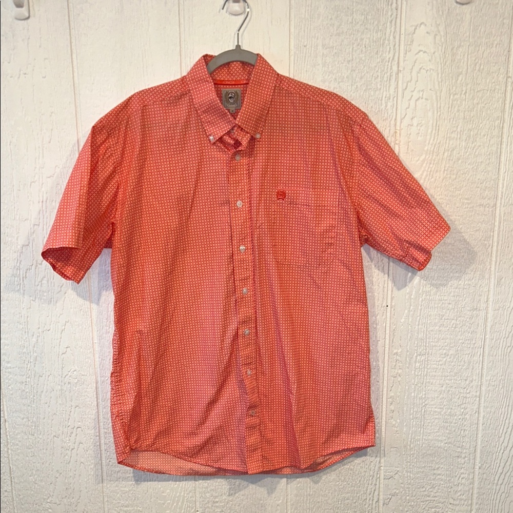 Cinch Men's Red Short Sleeve Patterned Button-Up Shirt Western Cowboy Rodeo